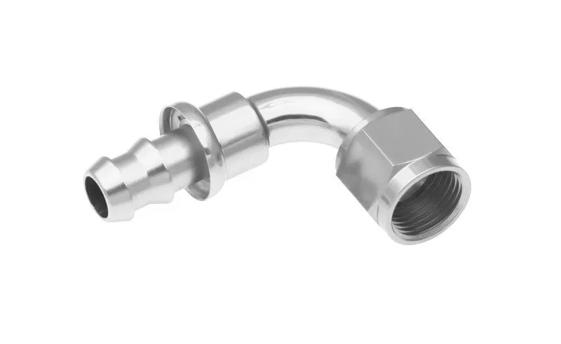 2090-06-5 – REDHORSE Hose End Fitting, 3/8 Inch Hose -6 AN Outlet 90 Degree Anodized Clear Aluminum Single